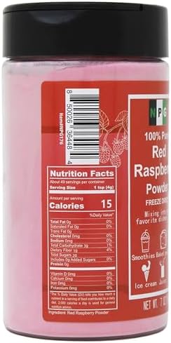 NPG Freeze Dried Red Raspberry Juice Powder 7 Oz, Seedless Fine Superfood Powder for Flavoring, Coloring, Baking, Smoothies, Purees, and Acai Bowls, All Natural