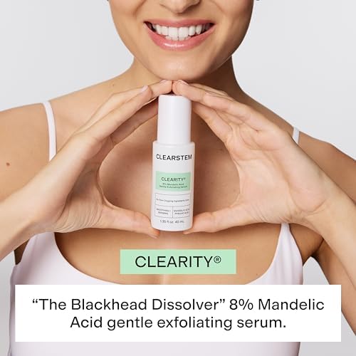 CLEARSTEM - CLEARITY The Blackhead Dissolver Mandelic Acid Serum - Vitamin C, Turmeric, Collagen Boost - All Skin Types - Facial Skin Care Products - Gluten Free, Cruelty Free - 1.35 Fl Oz / 40ml