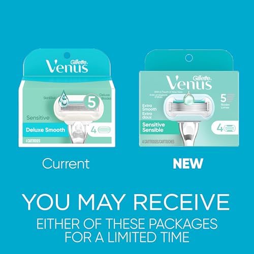 Venus Deluxe Smooth Sensitive Women's Razor Blade Refills, 4 Count, Holiday Gifts for Women