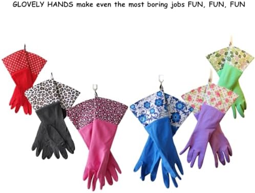 GLOVELY HANDS Rubber Cleaning Gloves – Water-Resistant Latex Dishwashing Gloves with Soft Cotton-Feel Lining, Non-Slip Grip, Long Cuff, Durable Household Kitchen Cleaning Medium (1 PAIR)