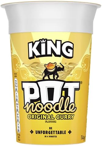 Pot Noodle Original Curry King Pot Noodle instant vegetarian snack quick to make noodles 12x 114 g