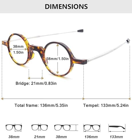 Mini Portable Folding Round Reading Glasses Women Men Blue Light Blocking Pocket Reader Eyeglasses with Bag Case
