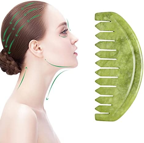 TEONEI Jade Head Massage Comb - Natural Jade Stone Scalp Massager (3.14x1.57x0.16 inch)