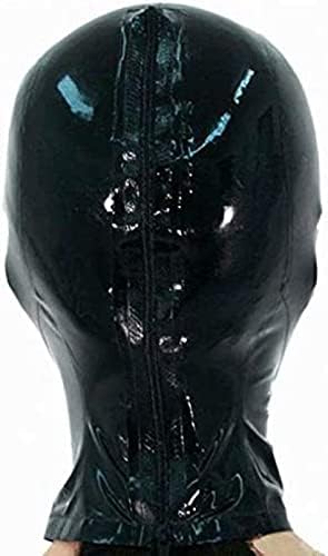 Latex Mask Open Eyes and Nostrils Rubber Unisex Hood Unique Club Wear,Black,Large