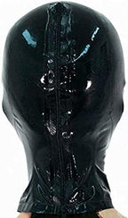 Latex Mask Open Eyes and Nostrils Rubber Unisex Hood Unique Club Wear,Black,Large