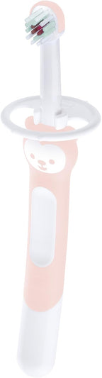 MAM Training Toothbrush for Babies (1 Baby's Brush with Safety Shield), Baby Toothbrush with Brushy The Bear Character, Interactive App, for Girls 5+ Months, Pink