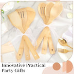Reallnaive 72 Pcs Bamboo Spatula Wooden Kitchen Utensil Bulk 12''wood Spoon Spatula for Cooking with Ribbon Bridal Baby Shower Game Prize Wedding Party Favors Housewarming Gift (Various Style)