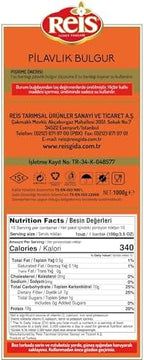 Reis Coarse Bulgur, Wheat Berries, Bulgur Wheat for Pilafs, Meals & Soups, Healthy Pantry Staples, Turkish Grocery Foods, High Fiber & Protein Cereal, Whole Grain Bag, Vegan, Halal, 2.2 Lbs (1000g)