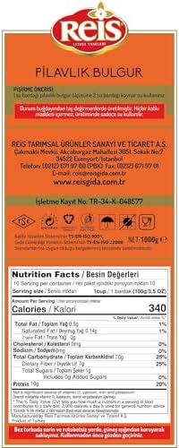 Reis Coarse Bulgur, Wheat Berries, Bulgur Wheat for Pilafs, Meals & Soups, Healthy Pantry Staples, Turkish Grocery Foods, High Fiber & Protein Cereal, Whole Grain Bag, Vegan, Halal, 2.2 Lbs (1000g)