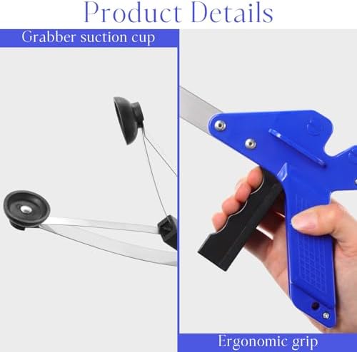Sabary 2 Pcs 35 Inch Suction Cup Grabber Reacher Heavy Aluminum Trash Pick up Stick, Long Handy Aids Nonslip Claw Reach Tool for Elderly Pick up Trash Arm Extension Litter Picker(Blue)