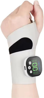 Rechargeable Adjustable Electric Wrist Massager, Ergonomic 360° Support Portable Cordless Hand Heating Pad with 8 Modes, 30 Intensity Levels for Hand Pain Relief, Magnetic Detachable Host (White)