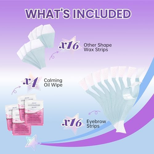 Sensitive Eyebrow Wax Strips, Facial Wax Strips, Ready To Use Wax Tape 32PCS 4 Calming Oil Wipes Mouth waxing Eyebrow hair removal Facial Hair Removal for Women(Eyebrow)