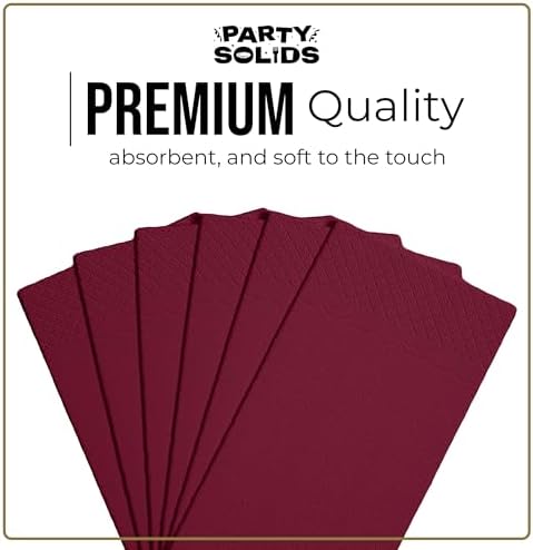Burgundy Dinner Napkins Disposable 8" x 4" Folded - 40 Pcs 2 Ply Burgundy Napkins Disposable Paper Guest Towels for Bathrooms, Dinners, Everyday Parties & Party Supplies