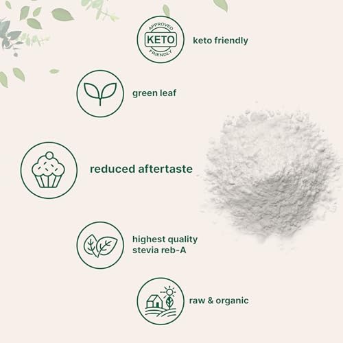 Micro Ingredients Pure Organic Stevia Powder, 8 Ounces, 1418 Serving, Highest Grade Stevia Green Leaf Extract Reb-A, Reduced Bitter Aftertaste, 0 Calorie, Natural Sweetener, Sugar Alternative, Keto Friendly