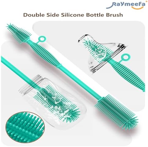 Silicone Bottle Brush,Double Sided with Sturdy Handle,Easy to Clean & Scratch-Free Brush for Baby Bottles,Sports Bottles,Insulated Bottles and 30/40 oz Tumblers(Green)