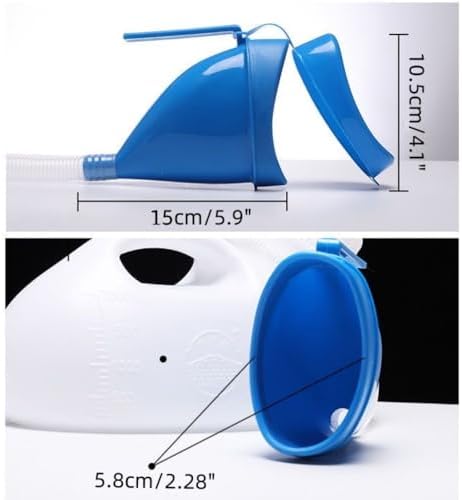 Unisex Female or Male Bed Urinal,YUMSUM Universal Potty Pee Bottle Collector Travel Toilet 2000ML with Lid and 1.3M Drain Hose (L Female Blue)