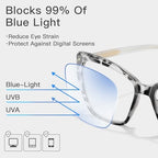 Reading Glasses for Women Trendy TR90 Blue Light Blocking Metal Frame Readers Stylish Square Cat Eye Eyewear