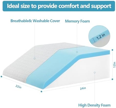 Nordjager Leg Pillow for Elevation & Support, 24"x22"x10" Memory Foam Cushion with Grey White Patterned Polyester Cover, Ideal for Improving Circulation & Relaxing Leg