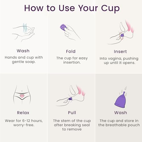 EcoBlossom Reusable Menstrual Cup Set - The Most Reliable Medical Grade Silicone Period Cups - Comfortably use for 12 Hours (Small & Large)