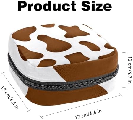 Sanitary Napkin Storage Bag, Brown Cow Skin Pattern Period Bags for School, Portable Menstrual Cup Pouch, First Period Kit for Teens Girls Women Nursing Pad Holder