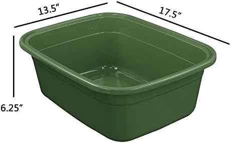 Gloreen 18 Quart Wash Basins, Large Plastic Rectangular Dish Pan/Tub, 3 Packs