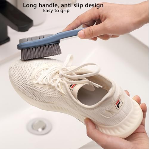 2 Pack Laundry Stain Brush Multi Cleaning Brush Double-Sided Soft Bristle Cleaning Brush Long Handle Laundry Brush for Stain Removal Shoes Clothes Scrub Brush Silicone Soft Brush, Sole Cleaning