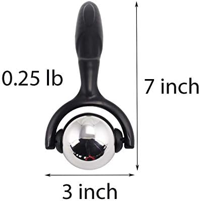 Roller Massage Ball - Ergonomic Handle Cold Warm Compression Temperature Keeper Stainless Steel Muscle Pain Relief Body Neck Shoulder Back Leg Calf Therapy Ice Heat Hot-Roller Stick