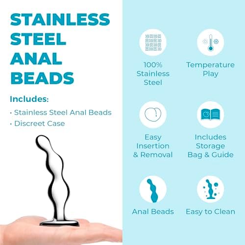 b-Vibe Stainless Steel Anal Beads Prostate Massager Anal Plug Toy, Sex Toys for Adults (Anal Bead 480g)