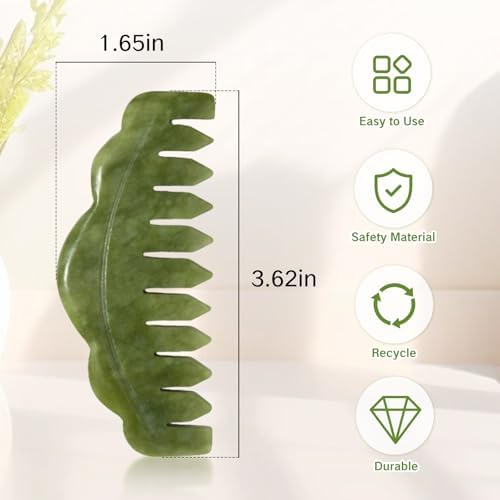 2Pcs Jade Comb Facial Supplies Gua Sha Hair Tool for Scalp Massage Handheld Head Massager Combs for Therapy Jade Brush Massage Tool for Relaxation and Wellness Care