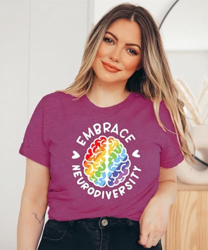 Womens Neurodiversity Shirt Autism Awareness Tshirts Mental Health Awareness Short Sleeve Tops
