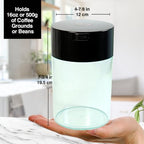 COFFEEVAC 1LB – Patented Airtight Container | Multi-use Vacuum Container Works as Smell Proof Containers for Ground Coffee and Coffee Bean Containers. Black Cap and Clear Body