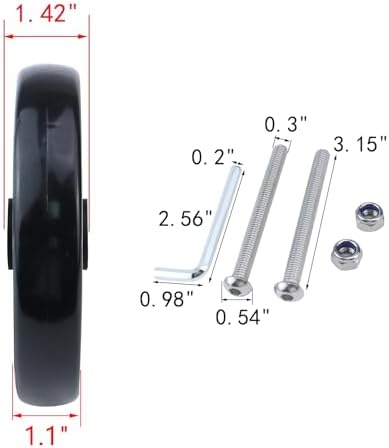 MY MIRONEY 2PCS 6 Inch Wheel Replacement for Wheelchairs, Walkers, PVC Wheelchair Front Wheels Rollator Black Universal Walker Casters Rollers Wheels with Mounting Screws and Hex Key