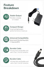 6V AC Adapter for Omron Blood Pressure Monitor 100-240V to DC 6V Hem-ADPTW5 Replacement 10ft Power Cord with 4.0×1.7mm Plug Compatible with Omron 5/7/10 Series
