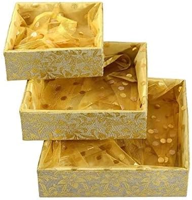 IGH Handmade Dry Fruit Gift Hamper Basket Set - Gourmet Packing for Weddings, Festivals, and Thoughtful Return Gifts (Yellow)