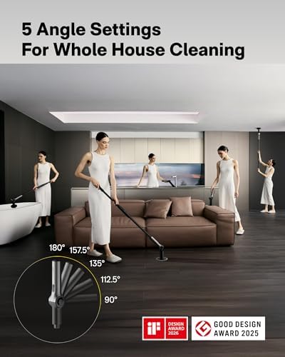 HOTO Flexi™ Cordless Electric Spin Scrubber, Adjustable Angle, Extendable Handle, Smart Display, IPX7 Waterproof, Powerful Cleaning Scrubber with 8 Replaceable Brush Heads, for Bathtub, Bathroom, Tile