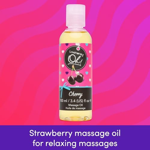 Lovehoney Cherry Massage Oil - Infused with Essential Oils - Vegetarian Friendly - 3.4fl oz