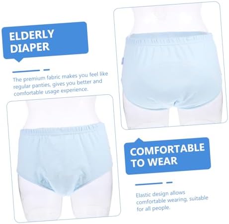 Reusable Adult Diaper Pants for Women and Men Washable Cotton Absorbent Underwear with Anti-Leak Design Comfortable Leakproof Protection for Elderly and Post-Surgery Use Blue