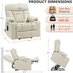EONIX Small Power Lift Recliner Chair for Elderly with Heat and Massage, 400lbs Heavy Duty Electric Recliner Chairs for Adults with Cup Holders and USB Charging Ports, SLRY019020, Cream White