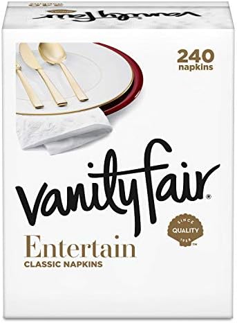 Vanity Fair 3-Ply Dinner Impressions Napkins, 240 Total Count (4 Pack of 60 pieces)