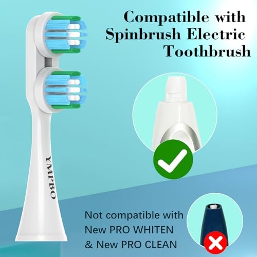 YMPBO Replacement Heads Compatible with Spinbrush Electric Powered Toothbrush Adults, 10 Pack Brush Head Replacement Refill, Green+Blue