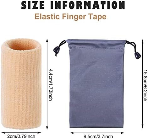 Skylety 30 Pieces Finger Sleeves with 1 Storage Bag, Thumb Splint Brace Support Protector Breathable Elastic Finger Tape for Pain Relief Arthritis Trigger Sports Basketball Baseball(Beige)