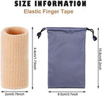 Skylety 30 Pieces Finger Sleeves with 1 Storage Bag, Thumb Splint Brace Support Protector Breathable Elastic Finger Tape for Pain Relief Arthritis Trigger Sports Basketball Baseball(Beige)