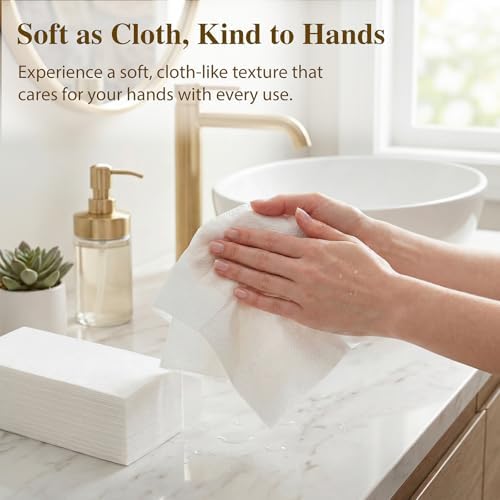120 Pack Disposable Paper Hand Towels for Bathroom, Linen-Feel 12" x 17" Single-Use Bathroom Napkins for Guests, Disposable Cloth-Like Hand Tissue Paper, 55 GSM, White