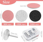 72Pcs Sanding Paper Discs and 25mm Metal Nail Drill Bit Replacement Sandpaper Disk, Foot File for Dead Skin Foot Callus Remover for Manicure Pedicure Supplies Tools(80#150#240# Grits)