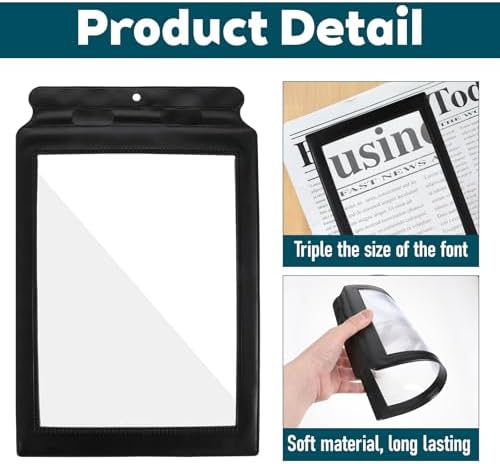 3 X Full Page Magnifier for Reading, 12 × 7.6 in Plastic Magnifying Sheet, Lightweight Portable Magnifying Page Fresnel Sheet for Elderly and People with Low Vision Reading
