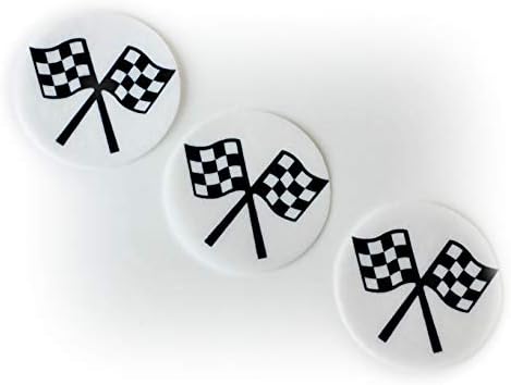 Car Racing Checkered Flag Wafer Paper Toppers 1.5 Inch for Decorating Desserts Cupcakes Birthday Cakes Cookies Pack of 12