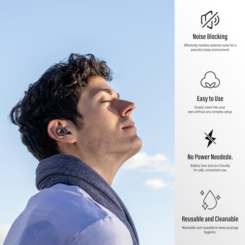 Ear Plugs for Sleeping Noise Cancelling, 35dB Noise Reduction Earplugs Reusable Soft Silicone, 14 Eartips ＆ Carry Case, Replaceable Single/Double Earpieces for Sleep, Focus, Events, Noise Sensitivity