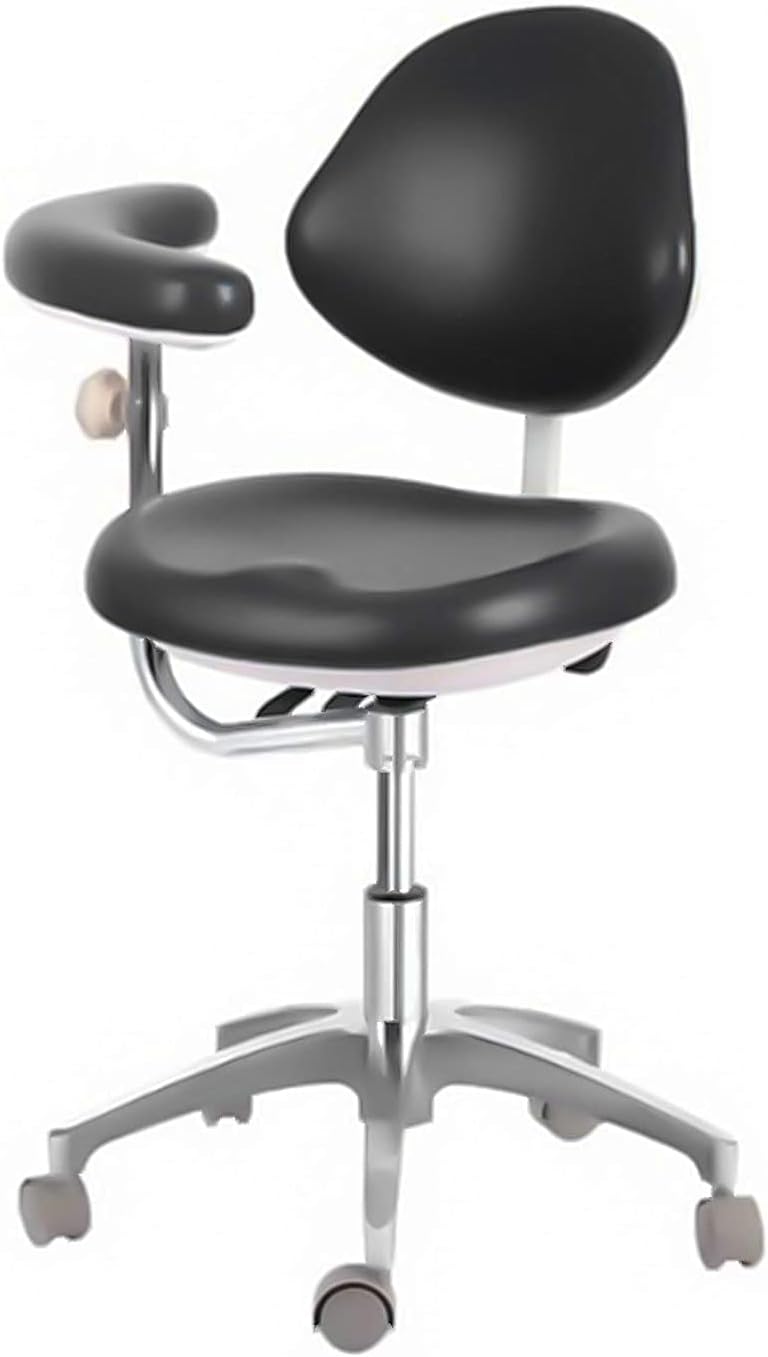 BONEW Dental Chair Assistant Stool Chair with Armrest PU Leather Height Adjustable Black
