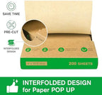 EcoDispose 6" x 10-1/2" Precut POP UP Deli Paper Sheet Pack of 200, kraft ,Interfolded Heavy Paper for Food Wrap and Serving