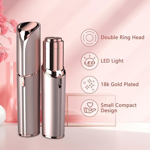 Facial Hair Remover for Women - as Seen on TV Painless Face Shaver - Electric Hair Removal Device for Face Lips Peach Fuzz with Light (Blue)